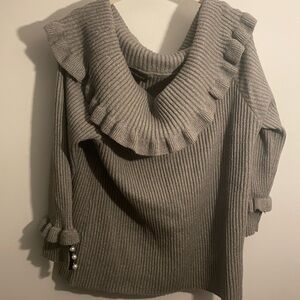 Gray Lane Bryant off the shoulder ruffled sweater 2X